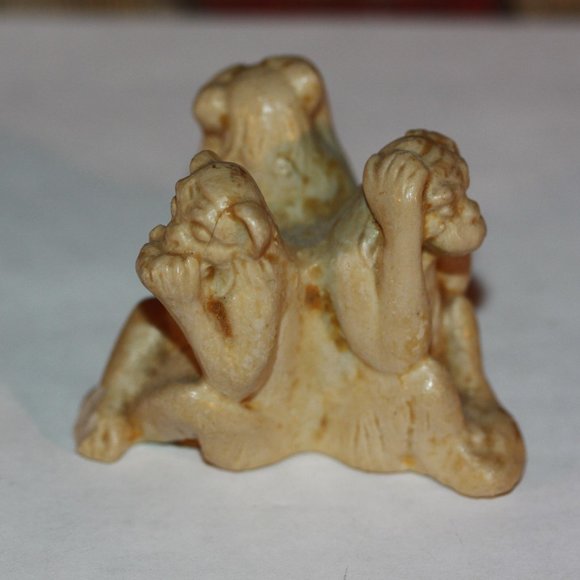 Vtg Chinese Soapstone Carving of Monkeys See No Evil Hear No Evil Speak No Evil - Picture 1 of 5